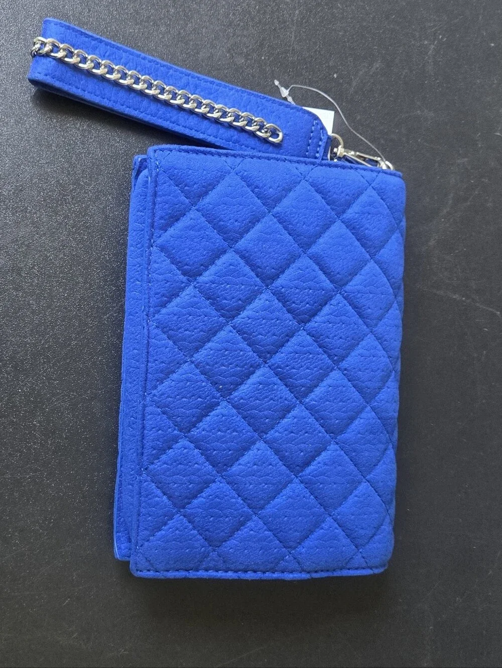 Cato Quilted Royal Blue Wristlet Clutch with Chain Strap